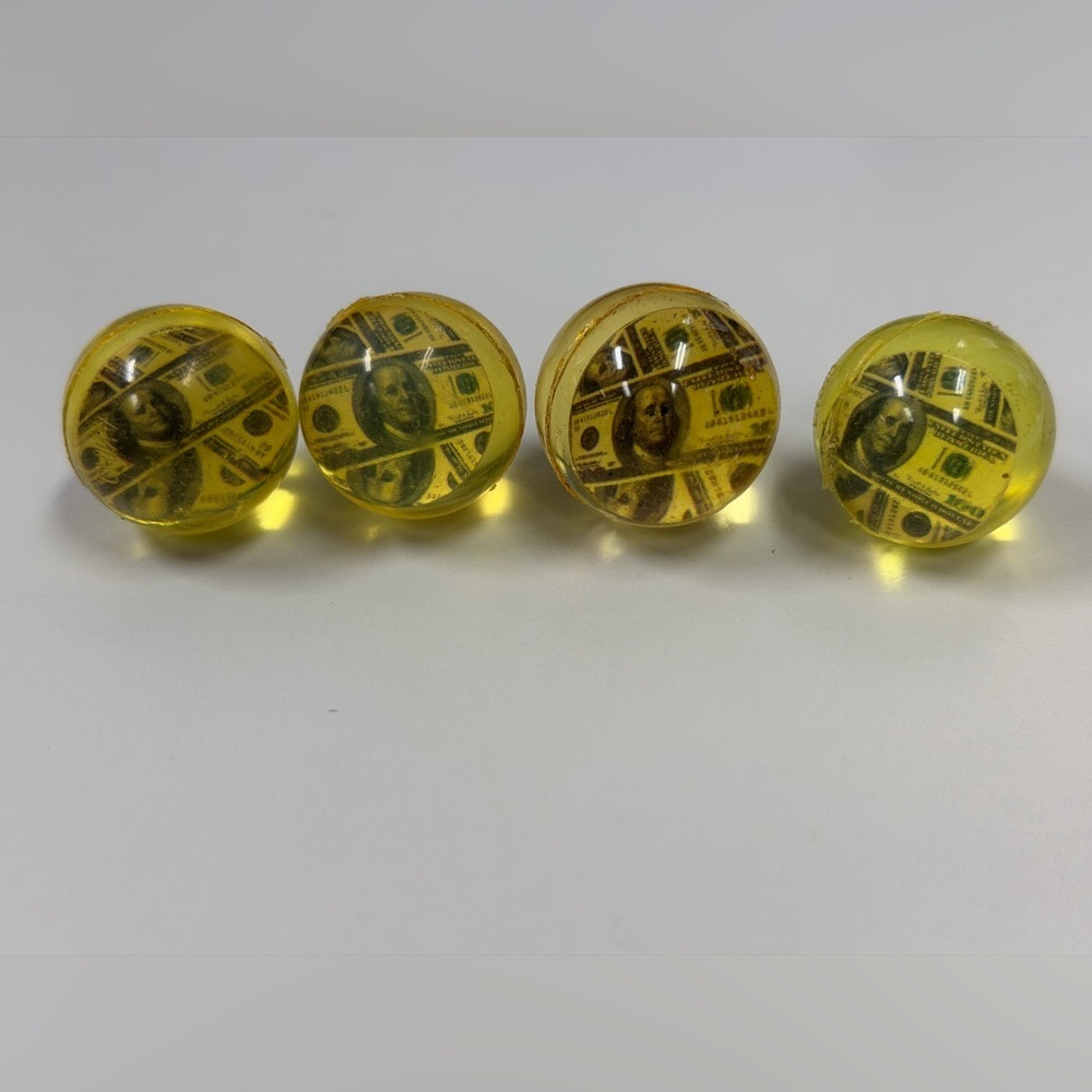 Vintage 90s Rubber Bouncy Ball W/Hundred Dollar Bill Inside - Set of 4